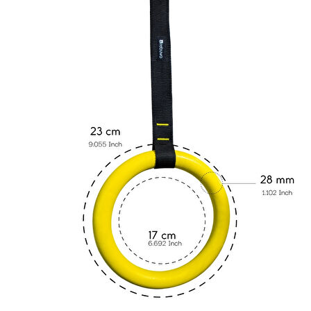 Kademeli Halatlı Barfiks Halkası Sarı Jimnastik Halkası Siyah Kayış (5 Kademeli)